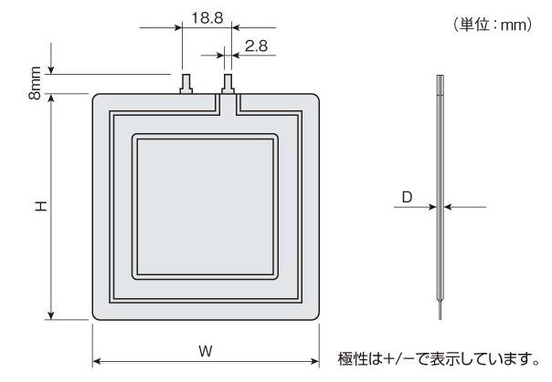 薄型除湿素子 外形寸法図