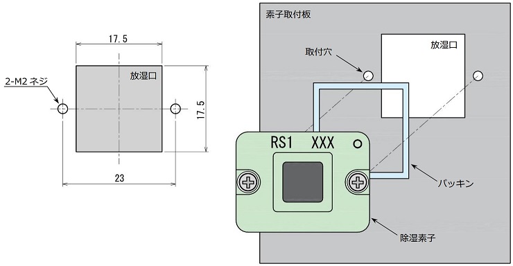 小型除湿素子(RD3,RD4) 取付